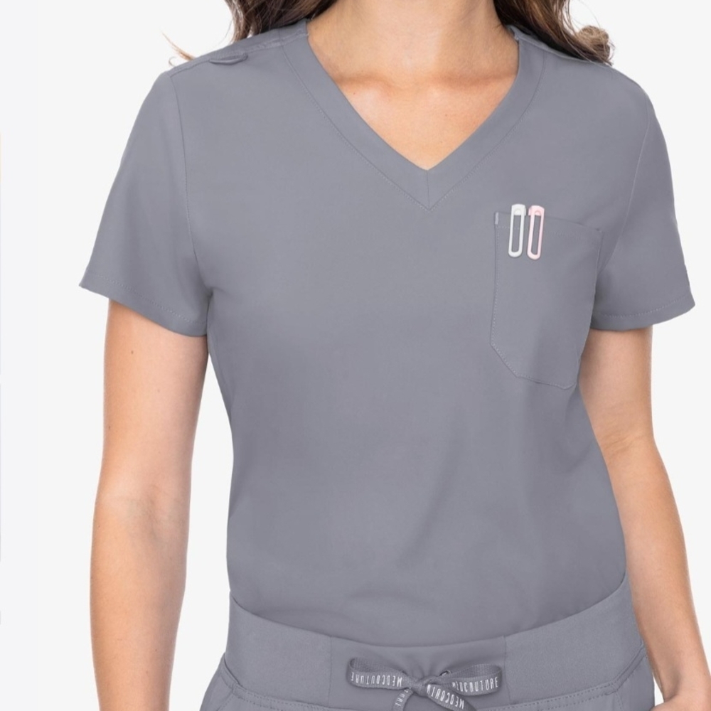 Med Couture Gray Fitted Short Sleeve T-Shirt